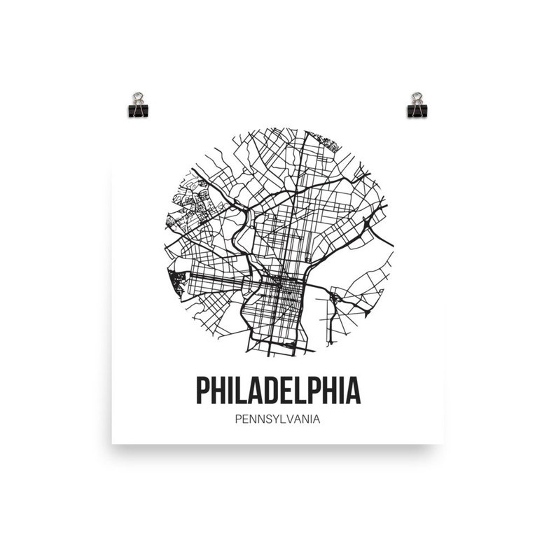 Philadelphia Map Wall Art Philly Poster Living Room Decor Philadelphia Print Pennsylvania Decor