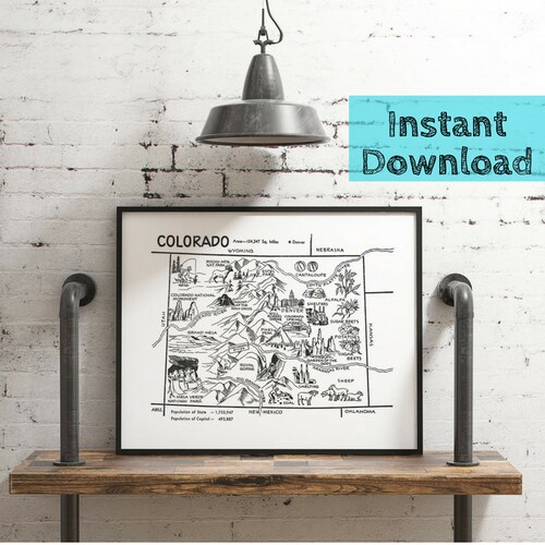 COLORADO MAP Print Instant Digital Download Picture Map - Etsy