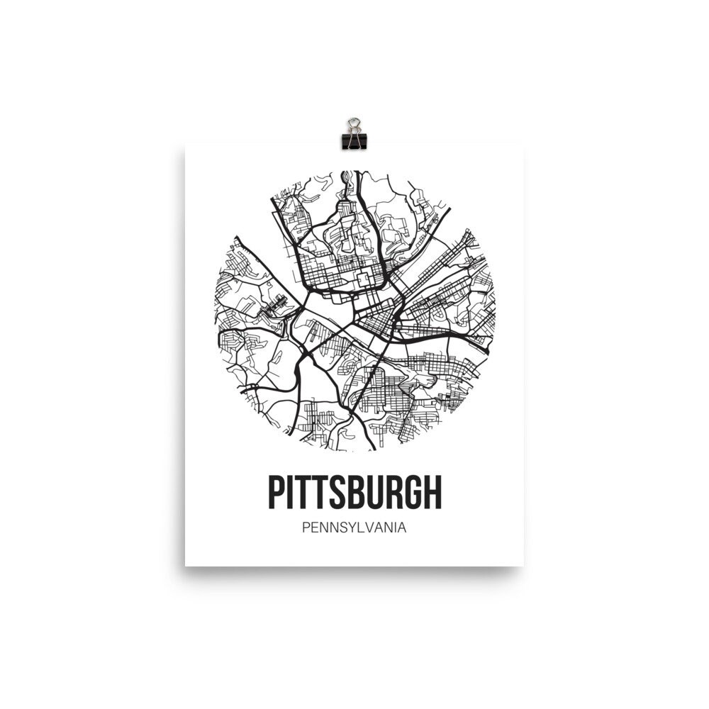 Pittsburgh Map Print Bedroom Wall Decor Pittsburgh Art Print Etsy