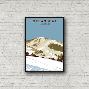 Steamboat Colorado Ski Resort Poster, Vintage-Stil Reise-Druck