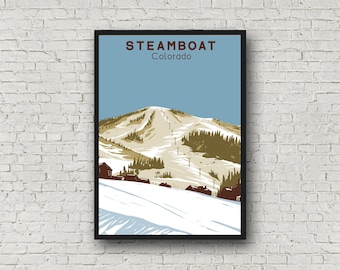 Steamboat Colorado Ski Resort Poster, Vintage Style Travel Print