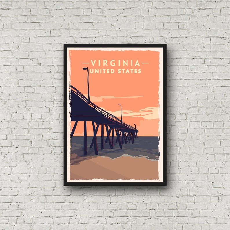 Virginia Print Travel Gift Virginia Wall Art Rustic Home Etsy