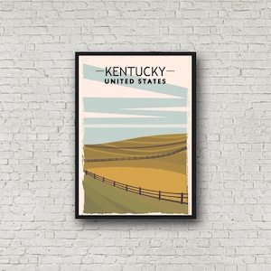 Regalo de viaje con impresión de Kentucky, arte de pared de estilo vintage, decoración rústica