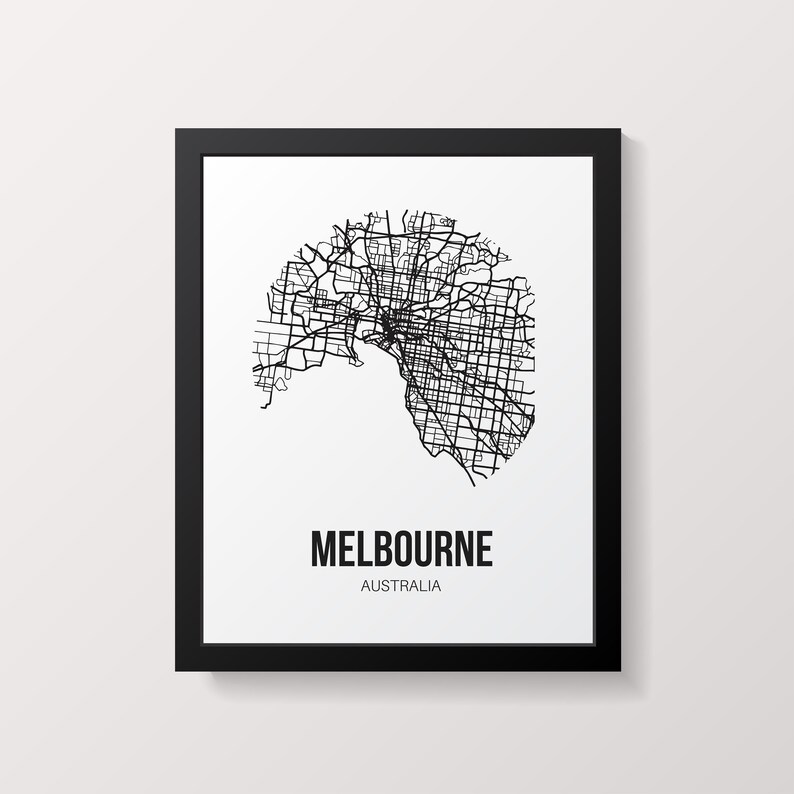 Melbourne Poster Wall Art Print Melbourne Map Bedroom Wall Etsy