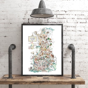 Impresión de mapa de viaje de Finlandia, arte mural vintage de Finlandia
