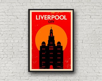Liverpool Print Travel Poster, Retro Style England Art