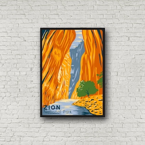 The Narrows Zion National Park Travel Poster