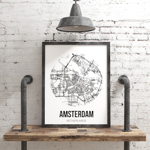 Amsterdam Print, City Map of Amsterdam Poster, Holland Travel Decor - Etsy
