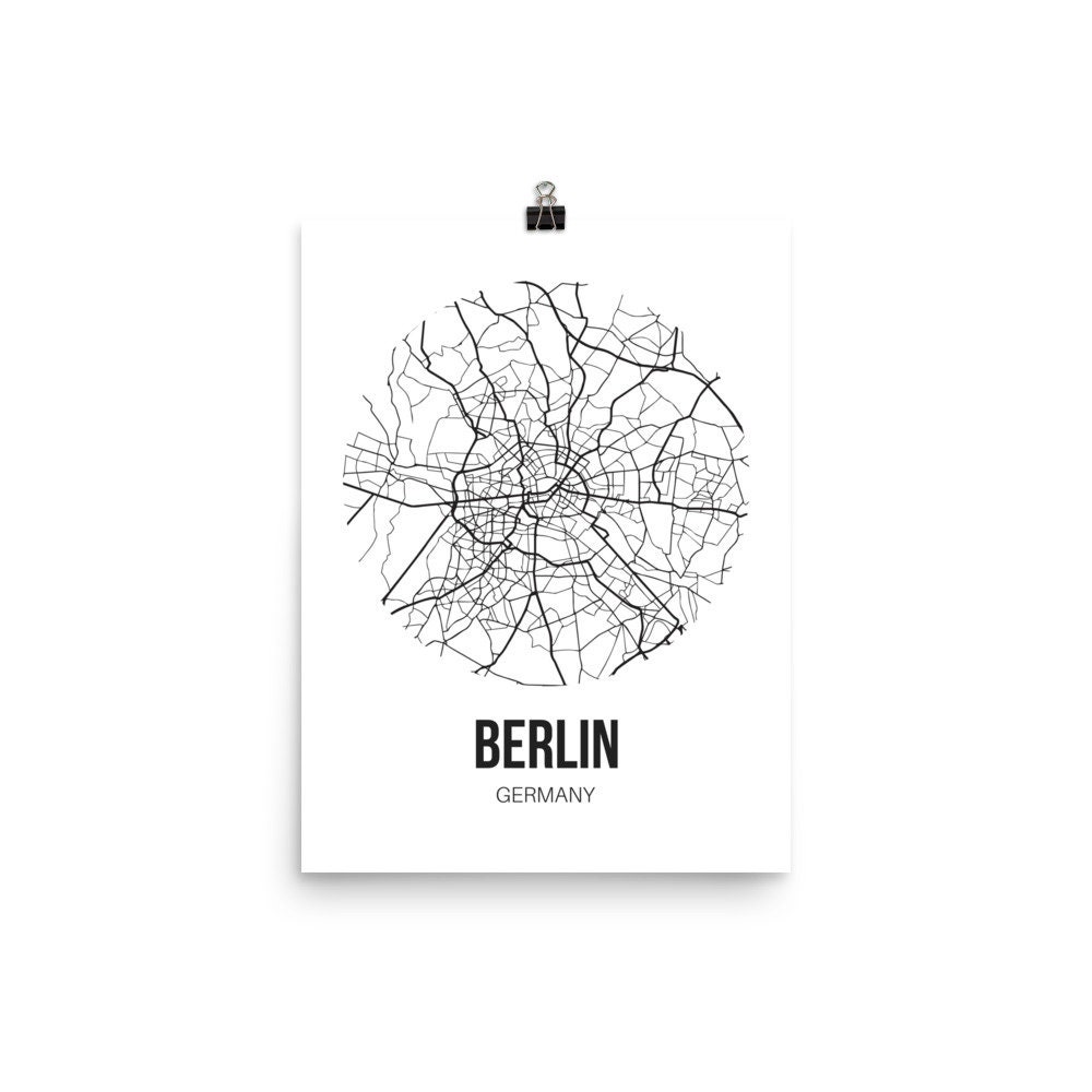 Berlin Map Print Berlin Wall Art Print Housewarming Gift Etsy