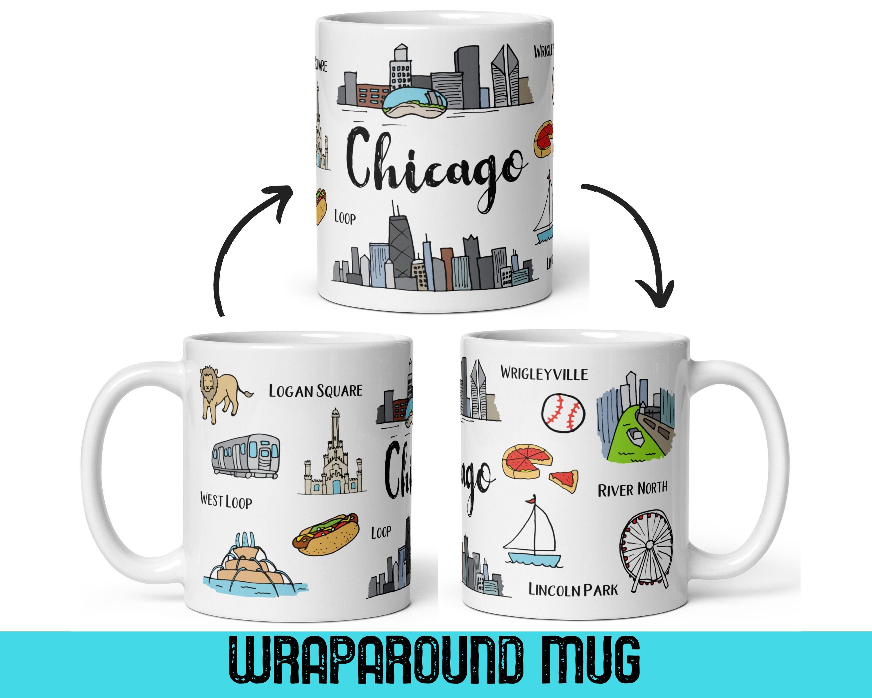Starbucks Coffee Mug Chicago City Skyline Parks Vtg 1999 Large Cup 66e9f47b1546000f8565e1aa