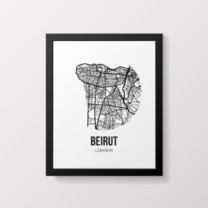 Beirut Map Travel Poster, City Map Lebanon Wall Art Print