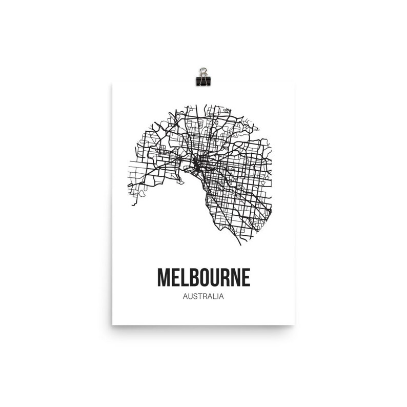 Melbourne Poster Wall Art Print Melbourne Map Bedroom Wall Etsy