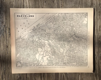 Vintage Cleveland Map Wall Art, 1939 Antique Ohio Atlas Page