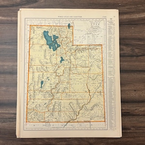 Utah Map Wall Art from 1939, Vintage Travel Decor