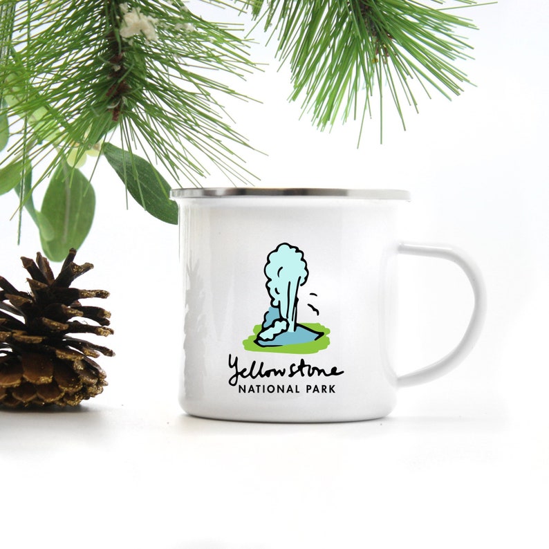 Yellowstone National Park Mug, Old Faithful Camping Coffee Cup Gift for Hiker image 1