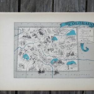Vintage Colorado Map State Wall Decor from the 1930s
