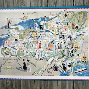Antike New York Karte aus den 1930er Jahren, State of New York Wall Art