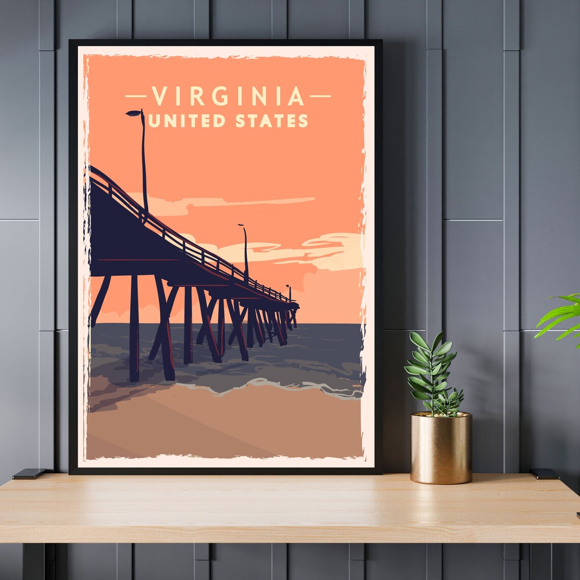 Virginia Print Travel Gift Virginia Wall Art Rustic Home Etsy