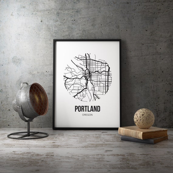 Portland Oregon Map Gift Portland Wall Art Print City Poster Map Wall Decor Portland Or Home Decor