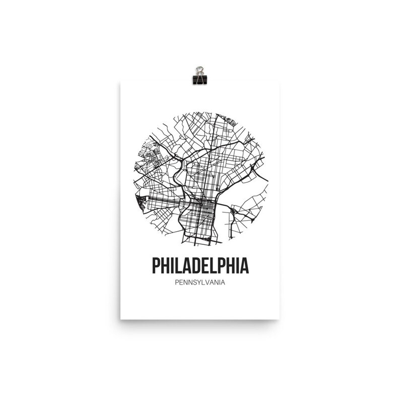 Philadelphia Map Wall Art Philly Poster Living Room Decor Philadelphia Print Pennsylvania Decor