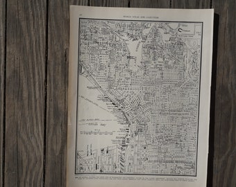 Vintage Seattle Map from 1939, Washington Wall Art Atlas Page