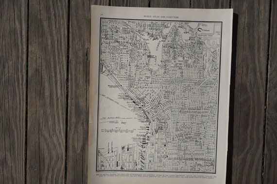 Vintage Seattle Map from 1939, Washington Wall Art Atlas Page