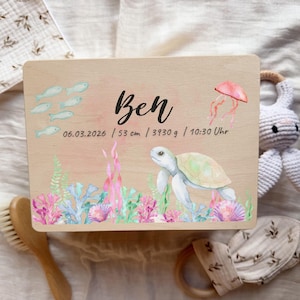 Coffret souvenir personnalisé pour naissance, cadeau de bébé, coffret à souvenirs sur le thème des tortues, créatures marines