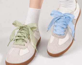 Schoenveters met breed lint, zachte satijnen strikveters voor sneakers, 2,5 cm platte vervangende veters, 10 kleuren, 31,5 tot 63 inch, balletcore-schoendecor