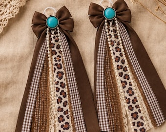 Bruine buffelruit laarsstrikken Western cowboy laars accessoires veter lint schoenbedeltje Coquette cowgirl cadeau feestelijke laarsdecoratie