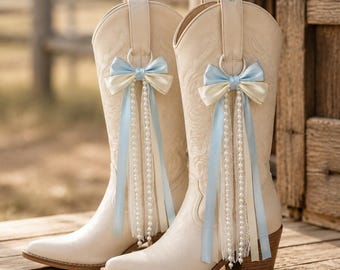 Western laars strikjes, accessoires voor cowgirl laarzen, schoenversiering met kant en lint, parelversiering voor laarzen, kerstcadeau voor haar, feestelijke trouwlaars