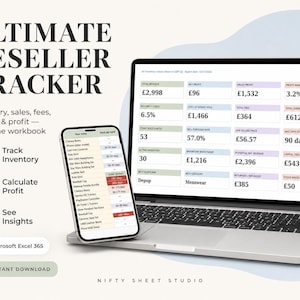 Reseller Inventory Spreadsheet: Vinted, eBay,Sales, Stock, Fees, Expenses & Profit Tracker | Excel Template