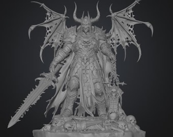 Dark Demon Knight STL – Fantasy Warrior Statue – 3D Print Model – Resin Miniature – Digital Download – Gothic Devil Figure