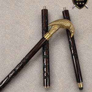 Bastón artesanal con cabeza de águila / Bastón de madera con mango de latón / Bastón de caballero medieval / Regalo de estilo vintage / Bastón decorativo