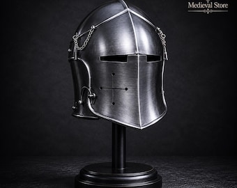 バルブータヘルメット ～ 中世の騎士の鎧 18ゲージ軟鋼 ～ コスプレ ハロウィンコスチューム ～ バイザー付き戦士ヘルメット バシネットヘルメット