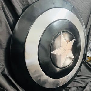 Handmade Captain Style Shield | Medieval Fantasy Shield | Metal Cosplay Shield | Viking & Warrior Decor | LARP Costume Accessory image 6