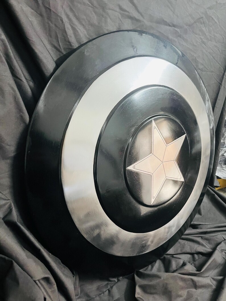 Handmade Captain Style Shield | Medieval Fantasy Shield | Metal Cosplay Shield | Viking & Warrior Decor | LARP Costume Accessory image 6