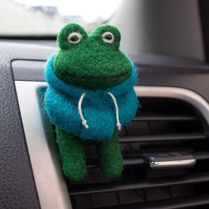 Hoodie Frog Car Vent Clip, Needle Felted Wool Car Freshener, Funny Dashboard Buddy  Handmade in UK