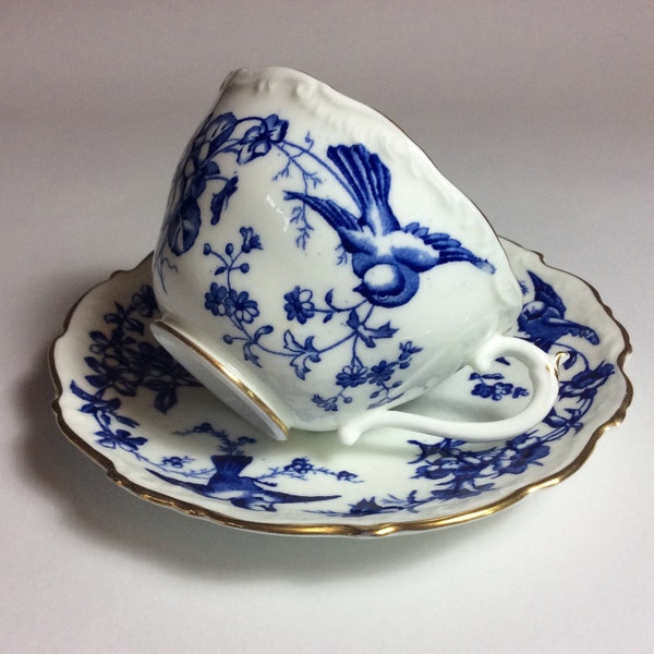 COALPORT BLUEBIRD Bone China Cup and Saucer circa 1920's-1950