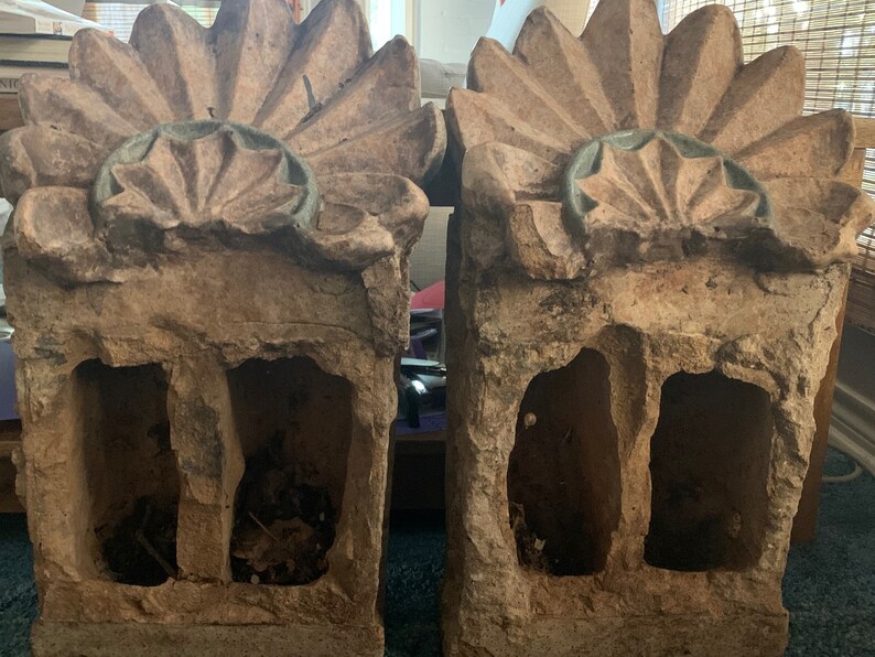 Pair Terracotta Architectural Planter Wall Art Garden Stone | Etsy