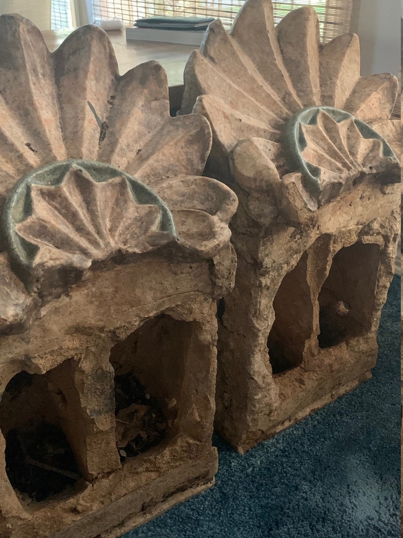 Pair Terracotta Architectural Planter Wall Art Garden Stone | Etsy