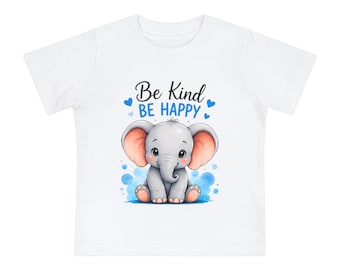 Camiseta de Elefante Bebé Sé Amable Sé Feliz / Camiseta de Animales en Acuarela