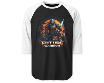 Future Warrior robot skull design Raglan Shirt | sci-fi battle graphic