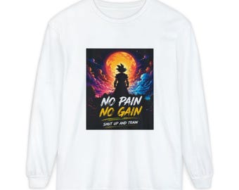 Camiseta de manga larga con silueta "Sin dolor no hay ganancia" / Camiseta gráfica de cumpleaños de julio
