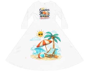 Vestido de verano con estampado playero / Manga larga