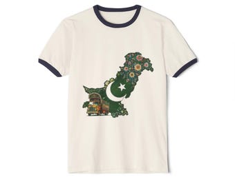 Camiseta con mapa floral de Pakistán / Estampado de paisaje pakistaní en la espalda