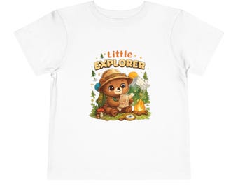 Camiseta infantil del pequeño explorador osito / Lindo estampado de animales de acampada