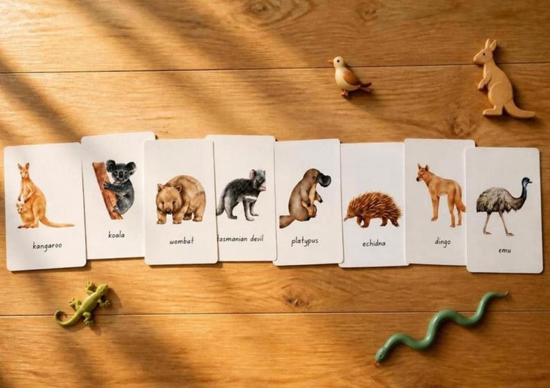 Australian Animals Flash Cards for Kids | Montessori Nature Learning ...