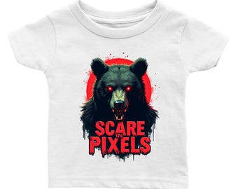Bärenkopf-Motiv, Baby-T-Shirt, Grafik-T-Shirt, Einzigartiges Geschenk, Wald, Fantasy, Horror, Tier