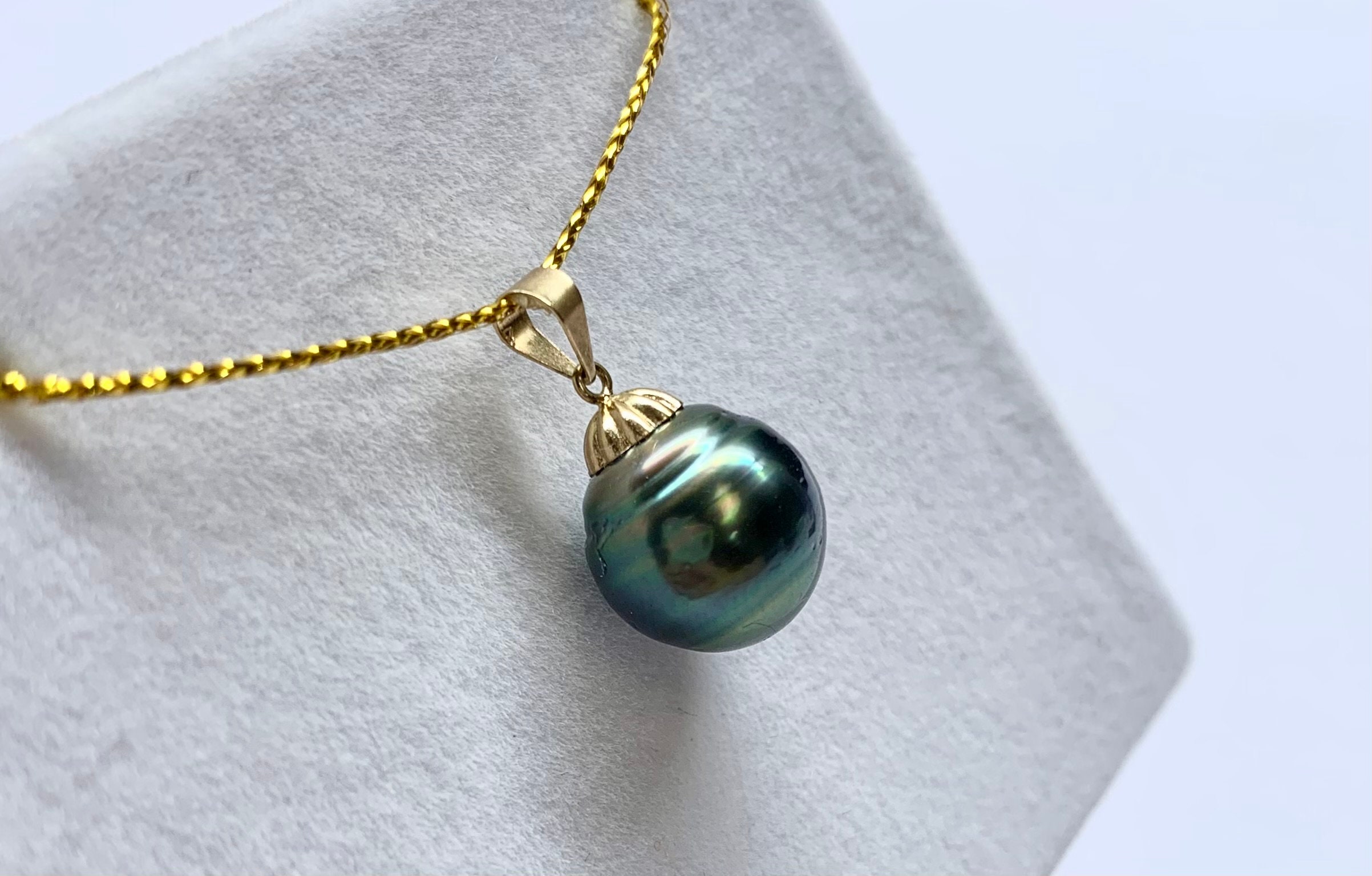 14K Yellow Gold 9.9 Mm Ultra Luster Tear Drop Cultured  Genuine 5 mm Pearl Tear Pendant 14k Gold main image 2