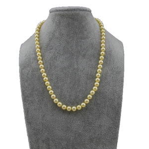 14k Yellow Gold 6.5-7.0mm Rare Golden Saltwater Akoya Cultured  Pearl High Luster Necklace 18&quot;, AAA Quality.